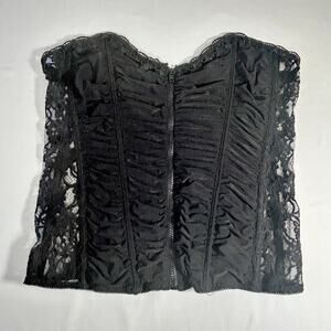 Shirley of Hollywood Size XXL Black Corset Zip-Front Lace Sides With Boning